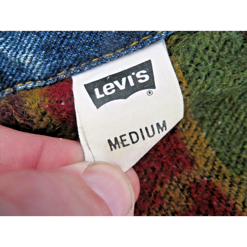 VTG 90s Levi's Authentic Aztec Wool Blanket Lined Denim Jacket Mens Medium 10/92 - Picture 9 of 16